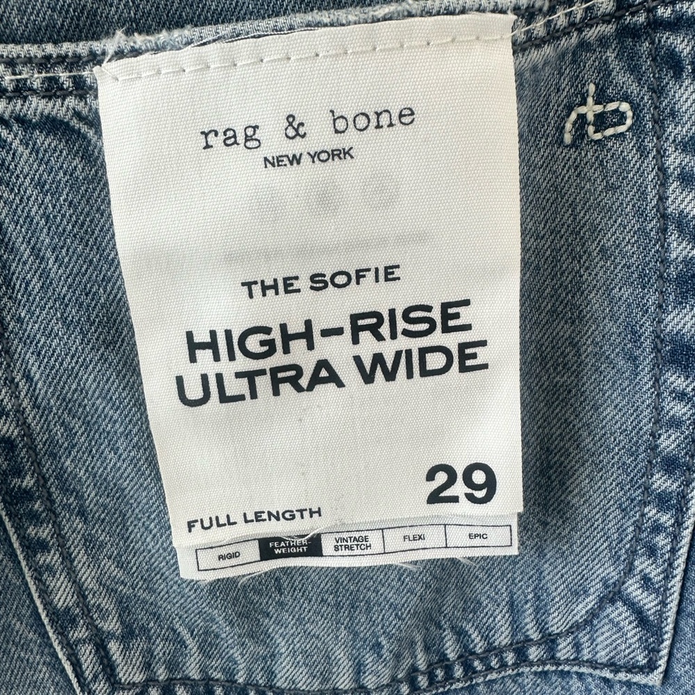 rag & bone Embellished Wide Leg Blue Jeans - Picture 6 of 7